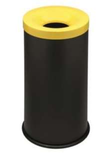 Image de CORBEILLE ANTIFEU 50L ACIER NOIR COUVERCLE BLEU-192163-77001