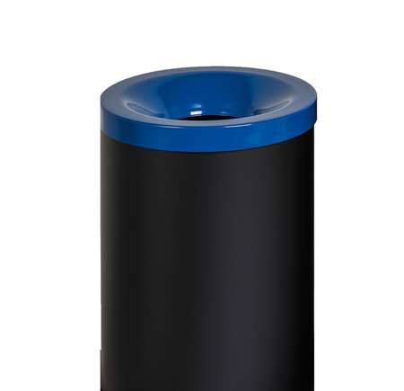 Image de CORBEILLE ANTIFEU 90L ACIER NOIR COUVERCLE BLEU-192170-77002