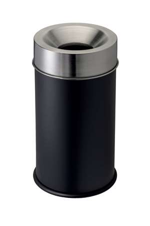 Image de CORBEILLE ANTIFEU 90L NOIRE COUVERCLE INOX-192181-770052