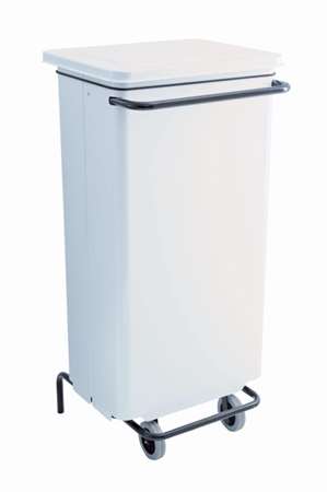 Image de CONTENEUR MOBILE A PEDALE 110L CARENE ACIER BLANC- 192252-79