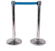 Image de LOT DE 2 POTEAUX DE BALISAGE INOX AVEC SANGLE BLEUE-192273-1