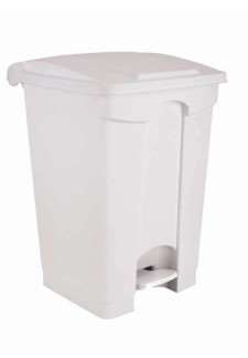 Image de POUBELLE PLASTIQUE A PEDALE 45L BLANC COUVERCLE BLANC- 19248