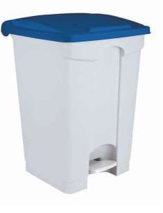 Image de POUBELLE A PEDALE PLASTIQUE 30L BLANC COUVERCLE BLEU-192512-