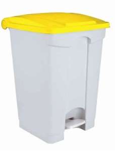 Image de POUBELLE A PEDALE PLASTIQUE 30L BLANC COUVERCLE JAUNE-192513