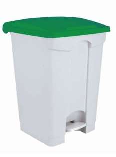 Image de POUBELLE A PEDALE PLASTIQUE 30L BLANC COUVERCLE VERT- 192515