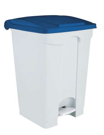 Image de POUBELLE A PEDALE PLASTIQUE 70L BLANC COUVERCLE BLEU-192517-