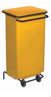 Image de CONTENEUR MOBILE A PEDALE 110L CARENE ACIER JAUNE-192724-791