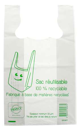 Image de SAC BRETELLE REUTILISABLE 50µ BLANC 26+12x45 (x500)-291031