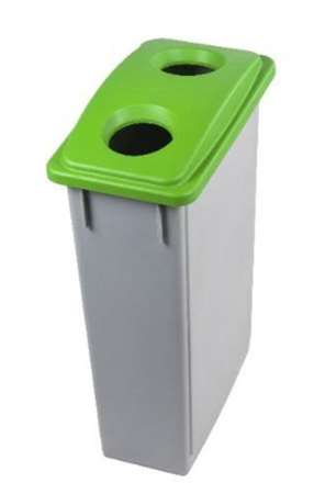 Image de CORBEILLE AVEC COUVERCLE OUVERTURE 90L GRIS COUV VERT-192770