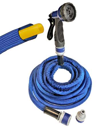 Image de TUYAU ARROSAGE EXTENSIBLE 15m AVEC RACCORD ET PISTOLET