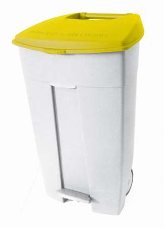 Image de POUBELLE MOBILE A PEDALE CONTIPLAST 120L BLANC/JAUNE- 102536