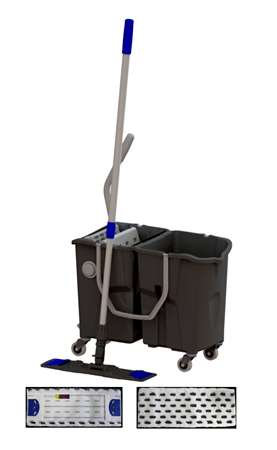 Image de KIT BLACK DOUBLE SEAU 2x15L +PRESSE +MANCHE +SUPPORT +MOP