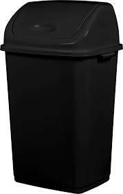 Image de POUBELLE PLASTIQUE NOIRE 50L COUVERCLE BASCULANT