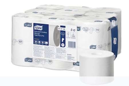 Image de PAPIER TOILETTE TORK MID-SIZE SANS MANDRIN PREMIUM 3P (x18)