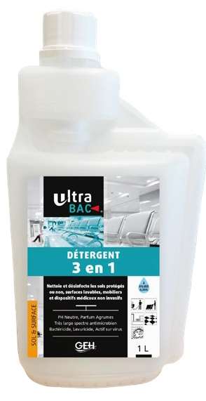 Image de ULTRA BAC DETERGENT 3 EN 1 DESINFECTANT FLACON DOSEUR 1L