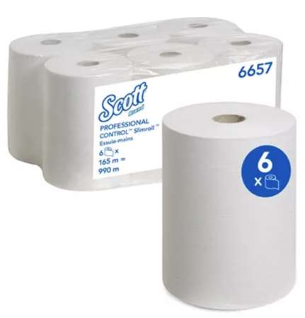 Image de ESSUIE MAINS ROULEAU SLIMROLL 165m 1P BLANC ECOLABEL (x6)
