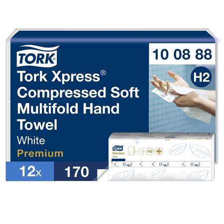 Image de ESSUIE MAINS PLIE TORK XPRESS DOUX BLANC H2 (12x170)- 100888